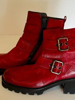 Paul Green Jake Red Leatyher Moto Boots